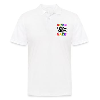 Gegen nazis - Männer Poloshirt - Weiß - Vorne - Kai (181cm)