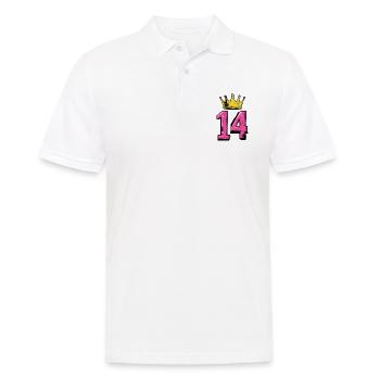 14 Zahl Krone - Männer Poloshirt - Weiß - Vorne - Kai (181cm)