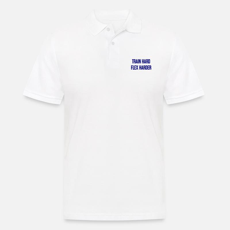 Train Hard Flex Harder - Männer Poloshirt - Weiß