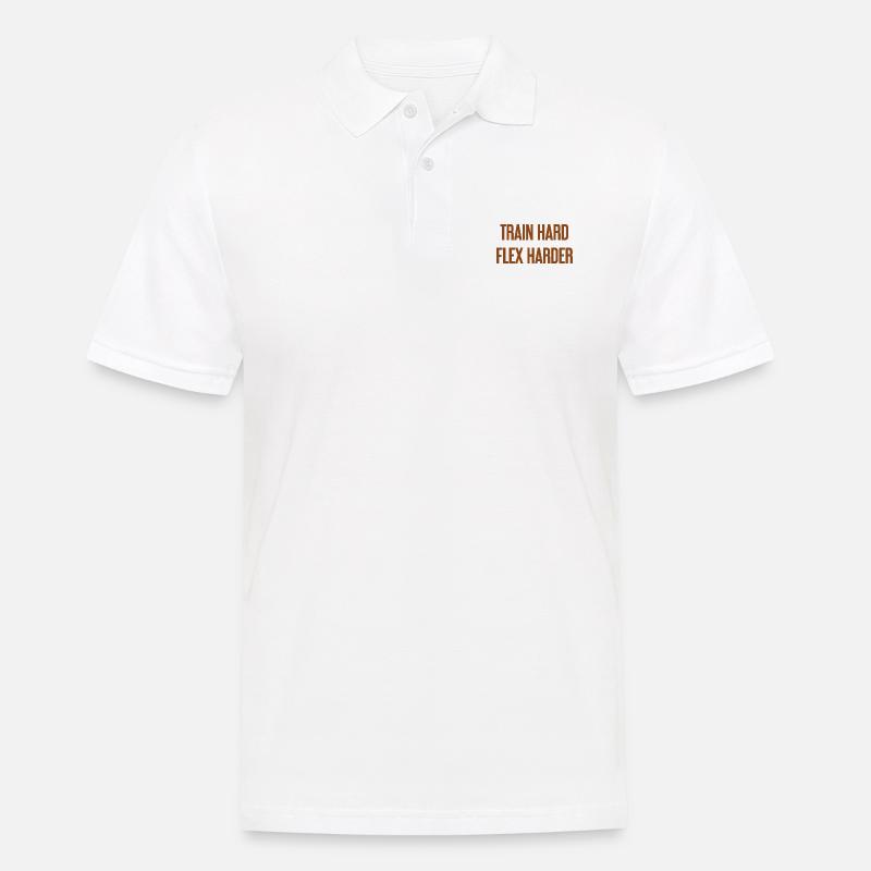 Train Hard Flex Harder - Männer Poloshirt - Weiß