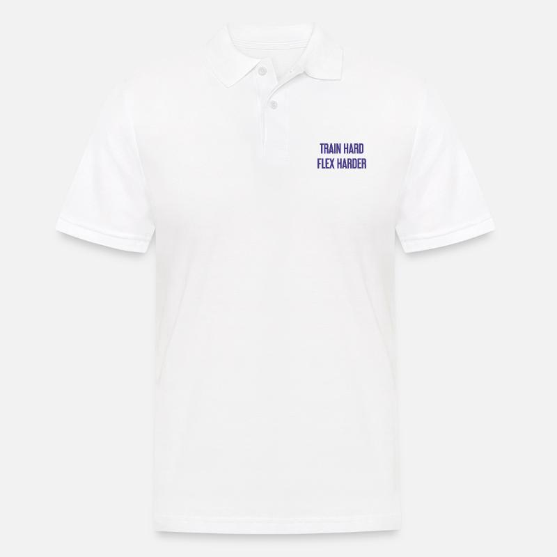 Train Hard Flex Harder - Männer Poloshirt - Weiß