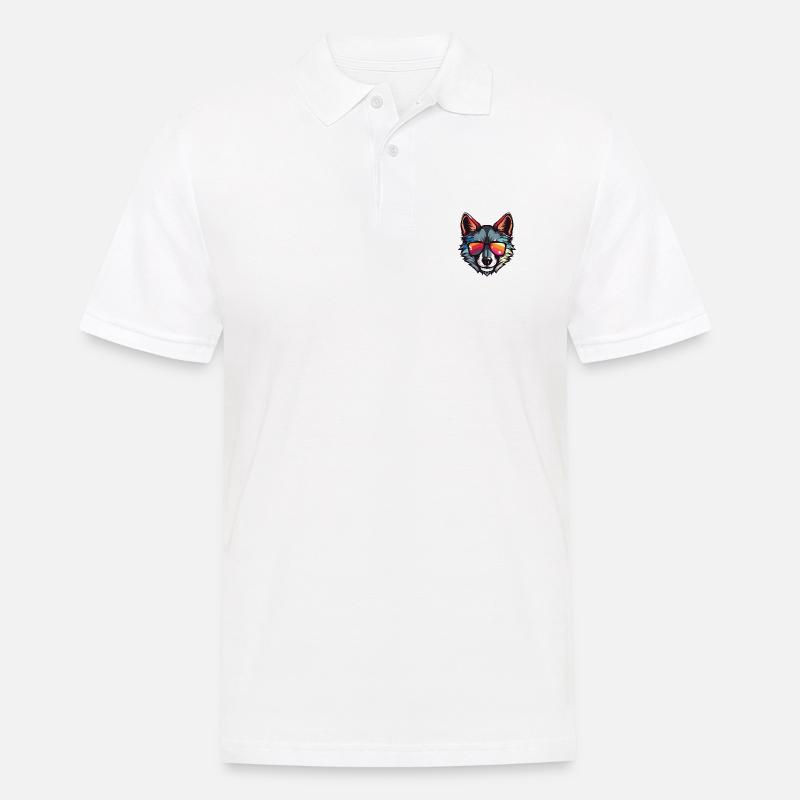 Wolf Kopf Cool - Männer Poloshirt - Weiß