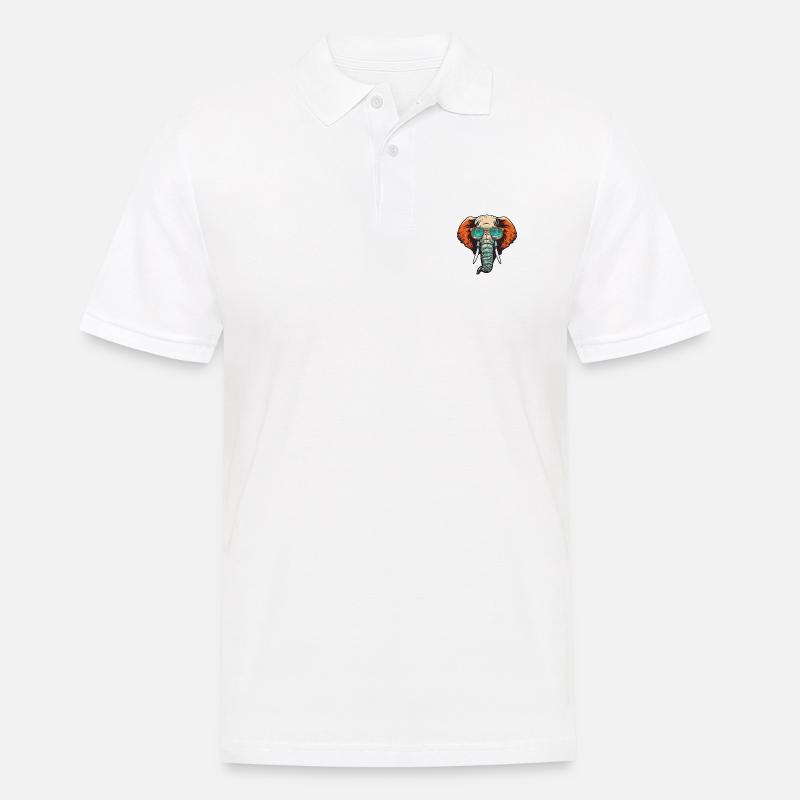 Elefant Kopf Cool - Männer Poloshirt - Weiß