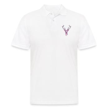 Kunst Hirsch Bock in rosa mit großem Geweih - Männer Poloshirt - Weiß - Vorne - Kai (181cm)