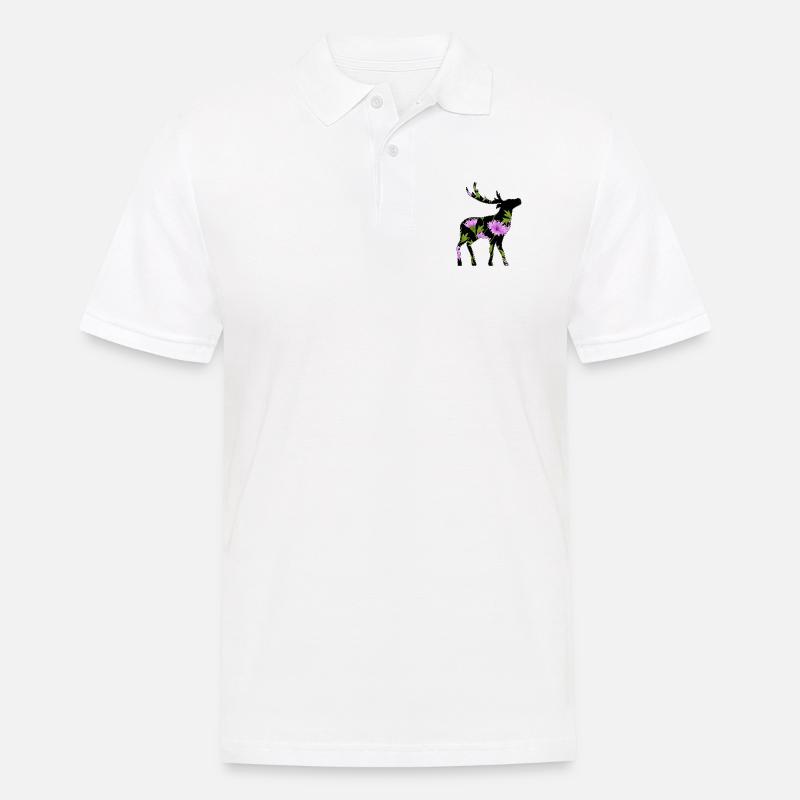 Hirsch - Männer Poloshirt - Weiß