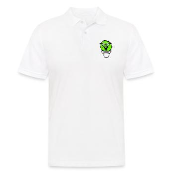 Kaktus Nerd Gesicht Stachelig Hornbrille Cool Geek - Männer Poloshirt - Weiß - Vorne - Kai (181cm)