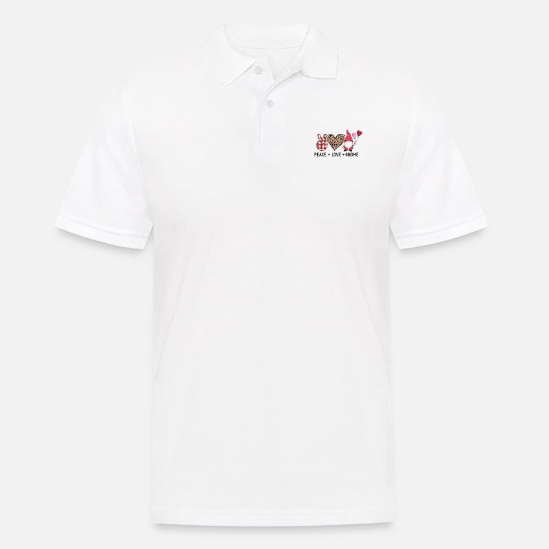 Frieden Liebe Gartenzwerg Gnom - Männer Poloshirt - Weiß