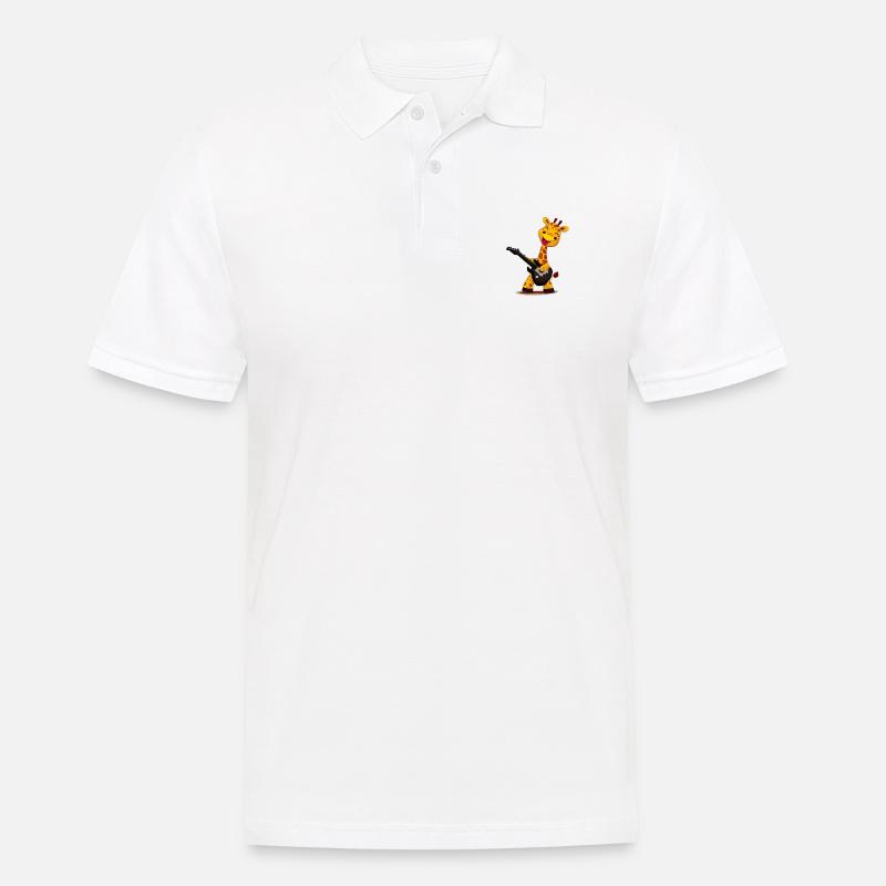 Giraffe mit Gitarre - Männer Poloshirt - Weiß