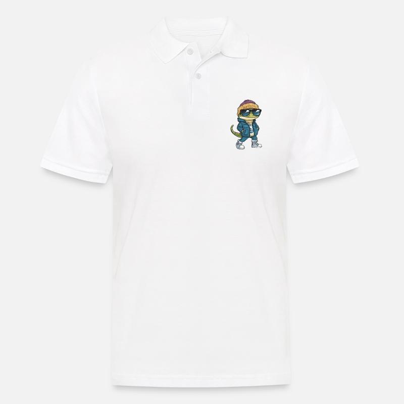 Echse Cool Comic - Männer Poloshirt - Weiß