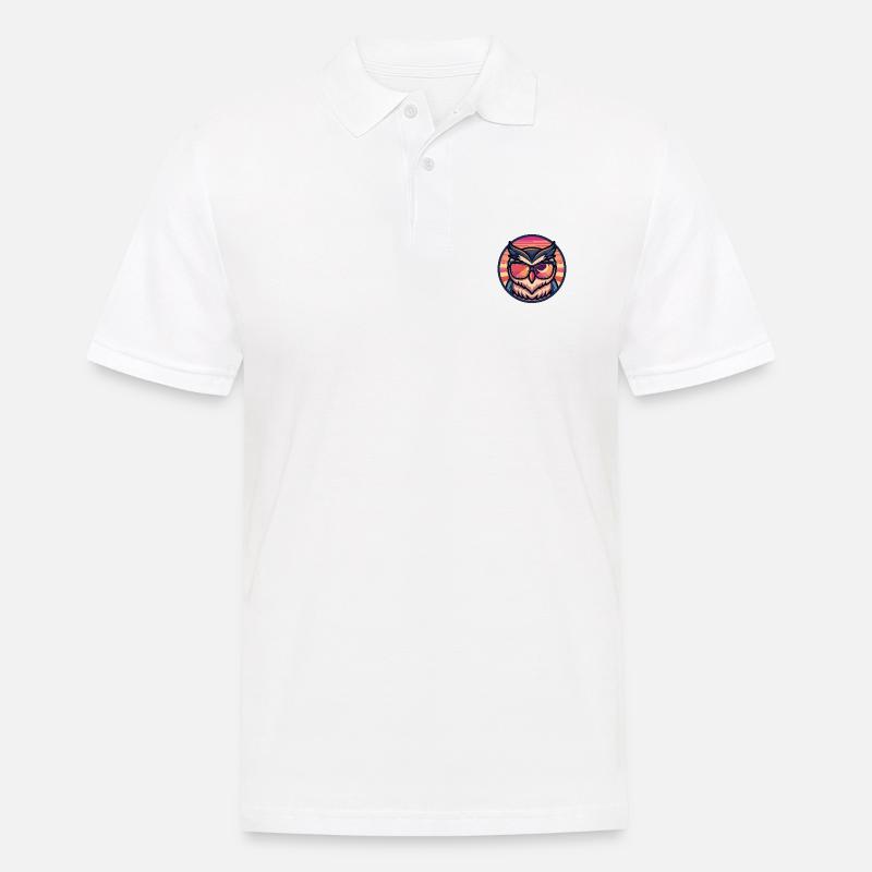 Eule Comic Cool Sommer - Männer Poloshirt - Weiß