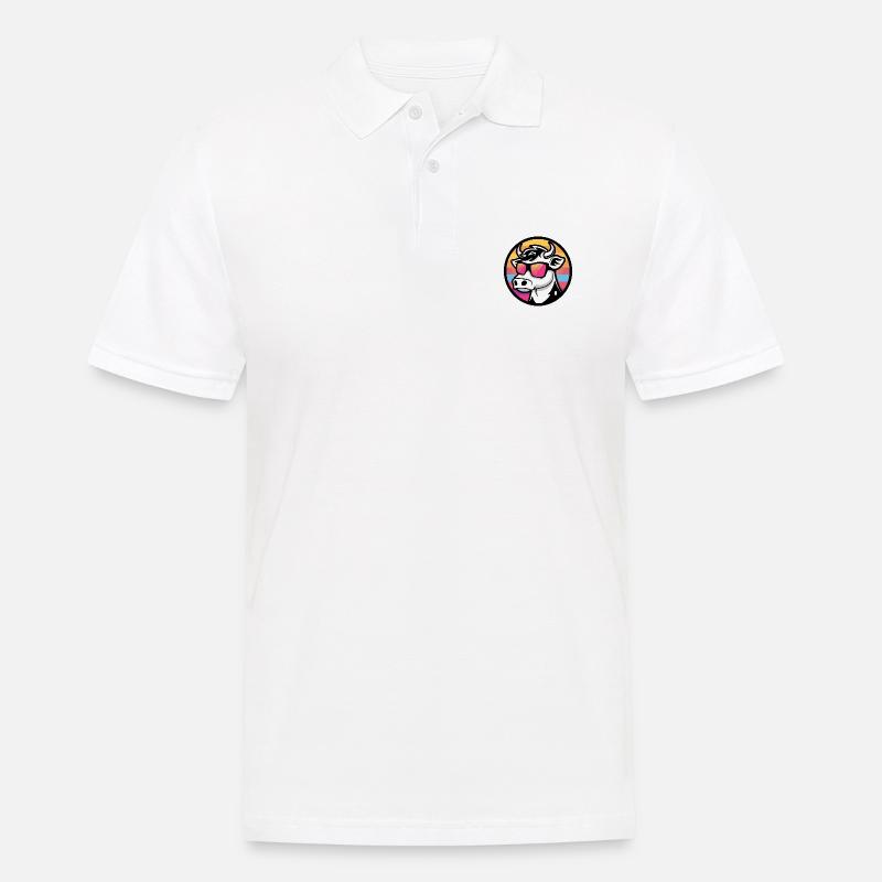 Kuh Comic Cool Sommer - Männer Poloshirt - Weiß