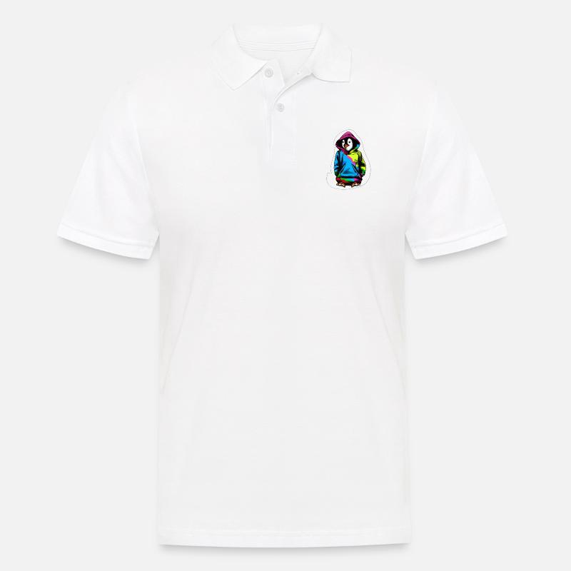 Süßer Pinguin mit Bunten Pullover - Männer Poloshirt - Weiß