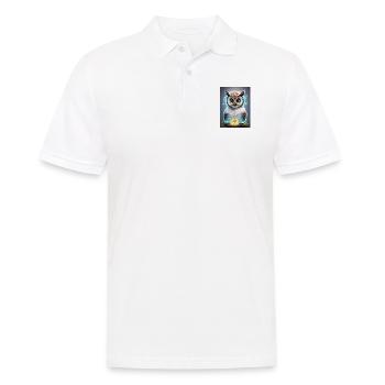 Hibou mignon avec une aura néon légère et de grands yeux - Polo Homme - blanc - Devant - Kai (181cm)
