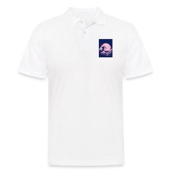 The Great Wave in Blue and Pink - Men's Polo Shirt - white - Front - Kai (181cm)