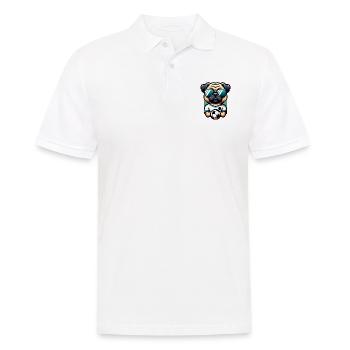 Carlin Football Chien Joueur Ball Master Fan - Polo Homme - blanc - Devant - Kai (181cm)