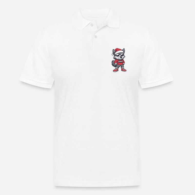 Wolf Weihnachten Comic Cool - Männer Poloshirt - Weiß