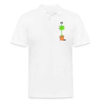 Cute Kawaii Weed Plant says Hi Illustration - Men's Polo Shirt - white - Front - Kai (181cm)