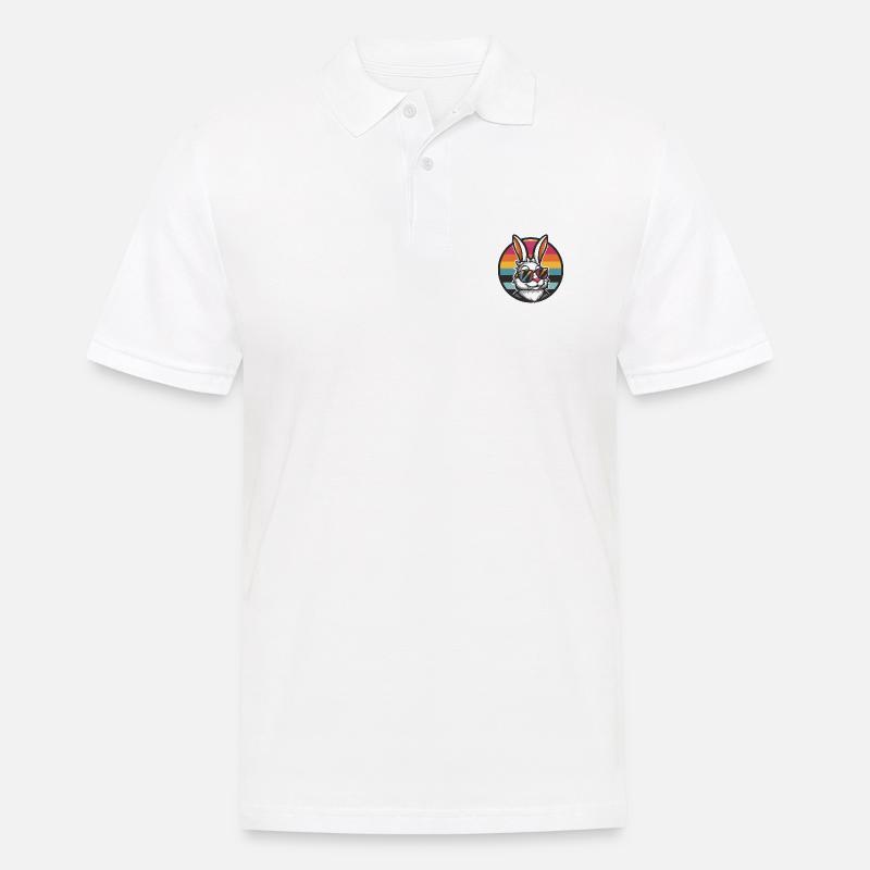 Hase Comic Cool Sommer - Männer Poloshirt - Weiß