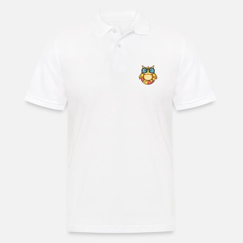 Eule Comic Cool - Männer Poloshirt - Weiß