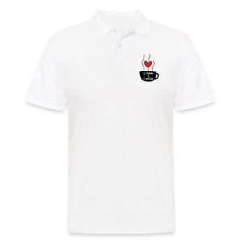 Radfahren & Kaffee. - Männer Poloshirt - Weiß - Vorne - Kai (181cm)