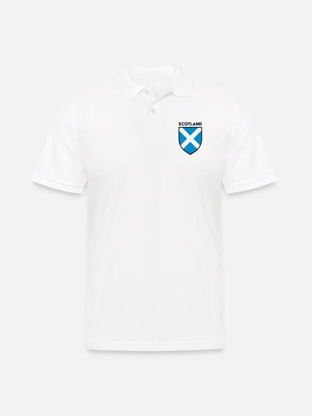 Schottland Saltire Flag Shield (schwarze Kontur) - Männer Poloshirt - Weiß