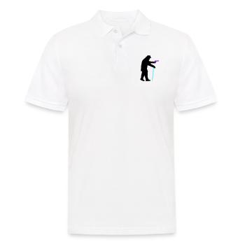 Opa Räuber Silhouette mit Gehstock und Pistole - Männer Poloshirt - Weiß - Vorne - Kai (181cm)