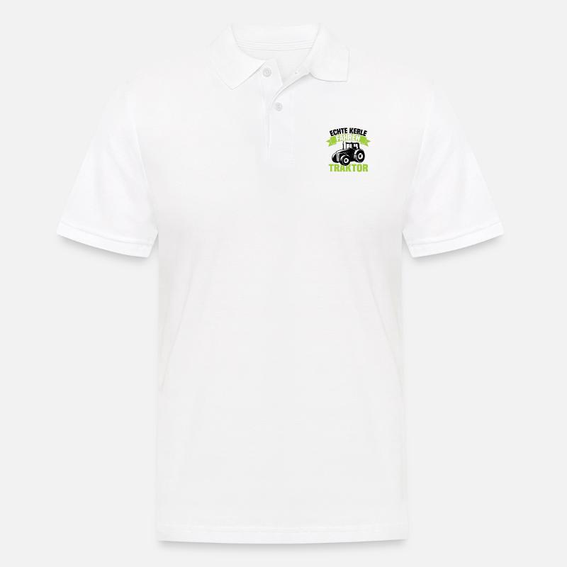 Echte Kerle fahren Traktor - Männer Poloshirt - Weiß
