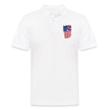 Ein Schöne Texas Longhorns mit US Flaggen Design - Männer Poloshirt - Weiß - Vorne - Kai (181cm)