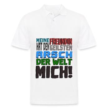 Meine Freundin hat den geilsten Arsch der Welt - Männer Poloshirt - Weiß - Vorne - Kai (181cm)
