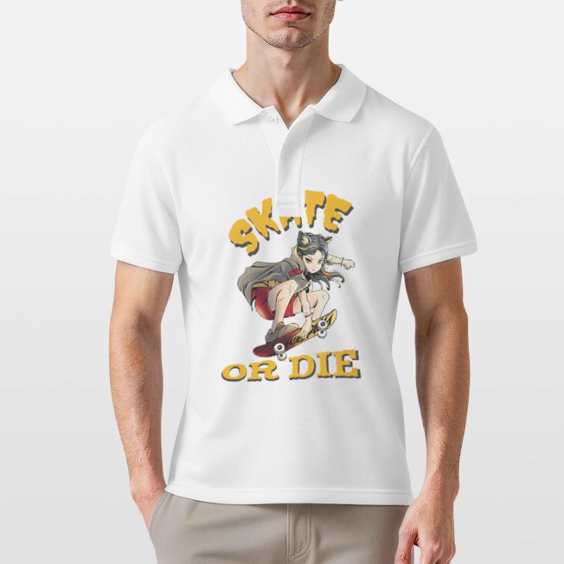 Skate oder stirb Skateboarder Anime Mädchen Männer Poloshirt