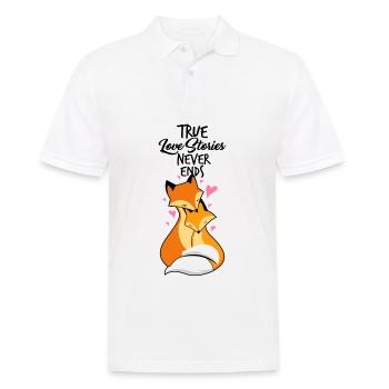 Couple amoureux - renards amoureux - Polo Homme - blanc - Devant - Kai (181cm)