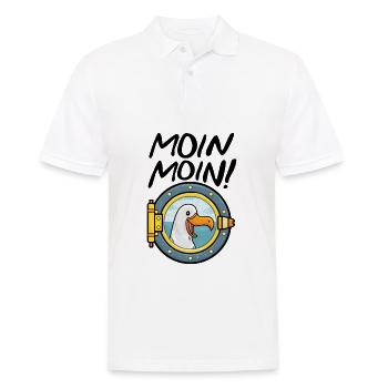 Moin Moin Möwe Anker Ostsee Nordsee Schiffsluke - Männer Poloshirt - Weiß - Vorne - Kai (181cm)