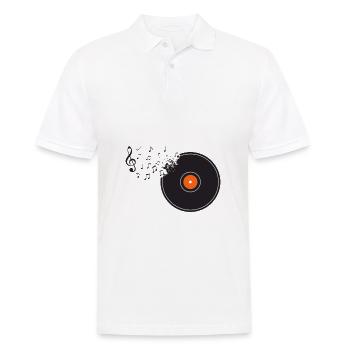 Vinyle disque Retro DJ Clé de partition - Polo Homme - blanc - Devant - Kai (181cm)