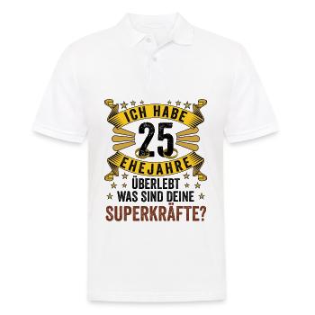 Hochzeitsgeschenke Partneroutfit 25. Hochzeitstag - Männer Poloshirt - Weiß - Vorne - Kai (181cm)