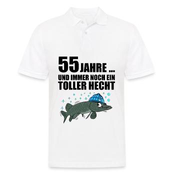 Anglergeschenk zum 55 Geburtstag 55 Ehrentag - Männer Poloshirt - Weiß - Vorne - Kai (181cm)