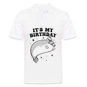 Sacabambaspis Fisch Meme Geburtstagsfeier - Männer Poloshirt - Weiß - Vorne - Kai (181cm)
