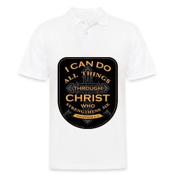 Je peux tout faire par Christ qui fortifie - Polo Homme - blanc - Devant - Kai (181cm)