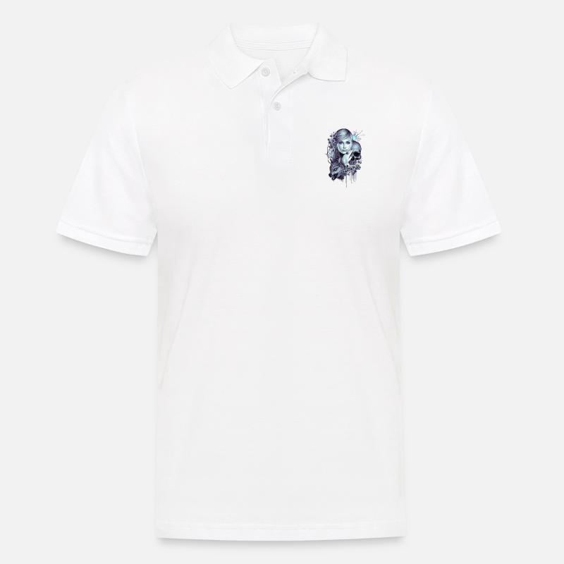 Wolfsschädel Mädchen Tattoo - Männer Poloshirt - Weiß