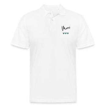 MERCI. THANKS. THANK YOU. ANNIVERSAIRE. NAISSANCE. - Polo Homme - blanc - Devant - Kai (181cm)