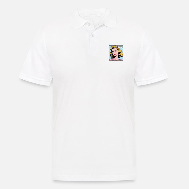 Ich bin drüber, Pop-Art-Mädchen - Männer Poloshirt - Weiß