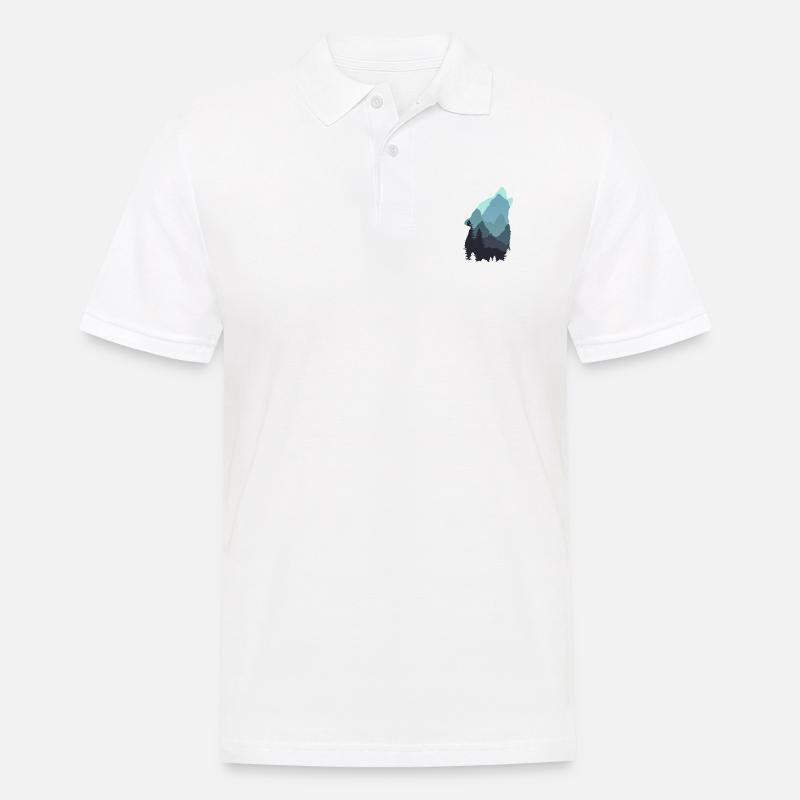 Wolf - Männer Poloshirt - Weiß