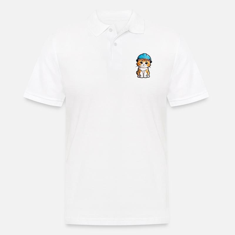 Kätzchen mit Schutzhelm - Männer Poloshirt - Weiß