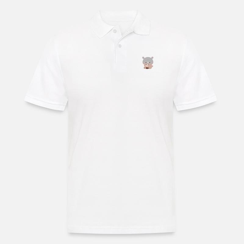 Zwerg-Nilpferd-Boba-Tee - Männer Poloshirt - Weiß