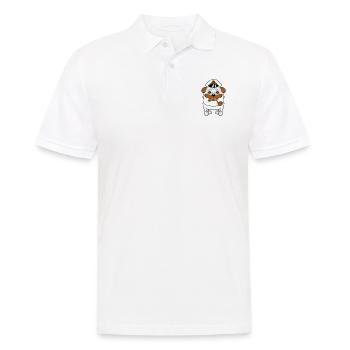 Alter Mops Hund Kapitän Lustig Süß Cartoon Comic - Männer Poloshirt - Weiß - Vorne - Kai (181cm)