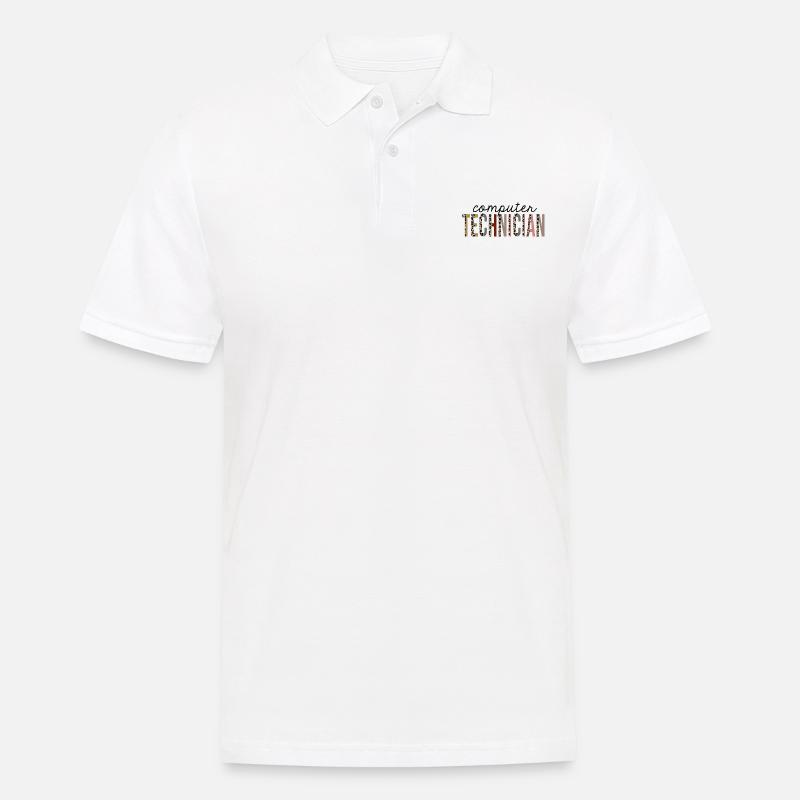 Computertechniker-Leopard-Druck lustig - Männer Poloshirt - Weiß