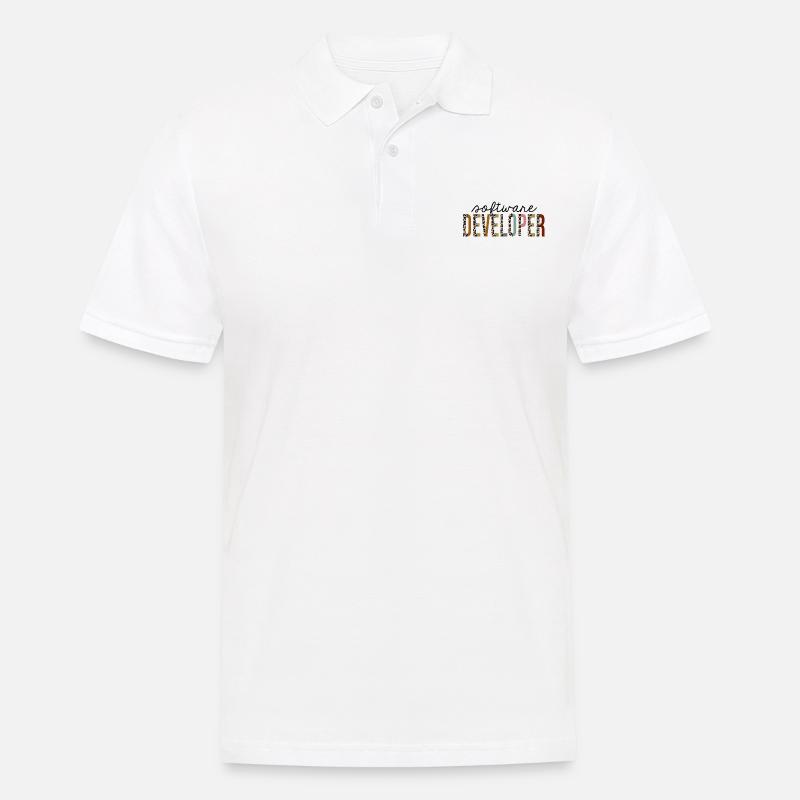 Software Developer Leopard Print Funny - Men's Polo Shirt - white