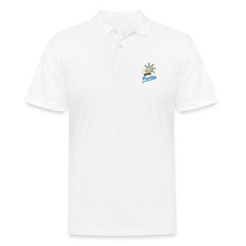 PAPITÄN MAMITÄN KAPITÄN PAPI MAMI PIRAT AHOY MOTIV - Männer Poloshirt - Weiß - Vorne - Kai (181cm)
