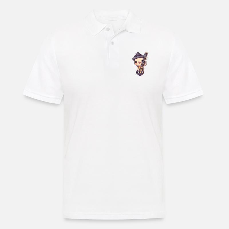 Klarinette im Comic Stil - Männer Poloshirt - Weiß