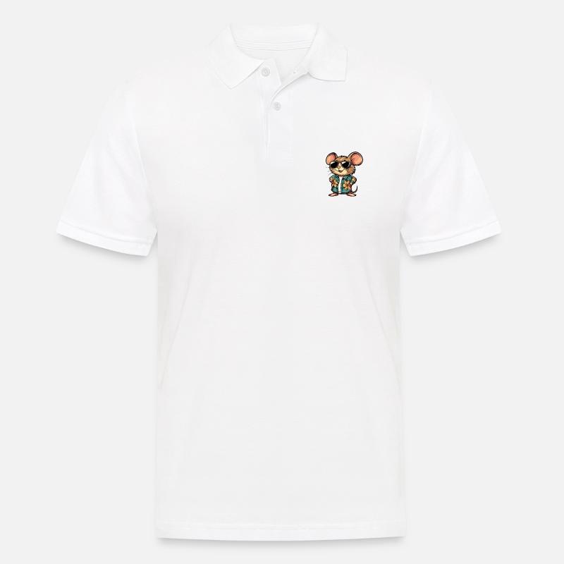 Maus Comic Urlaub - Männer Poloshirt - Weiß