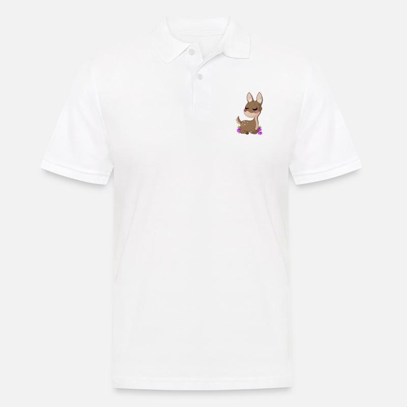 Träumendes Comic Reh - Männer Poloshirt - Weiß